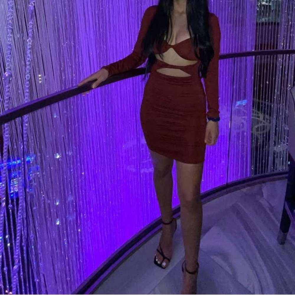 Oh Polly Chic Red Cutout Dress
